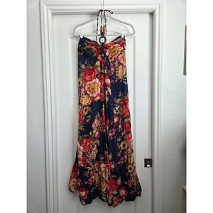 Floral Maxi Dress Handmade Halter Sundress Bohemian Summer Dress Sz S/M‎